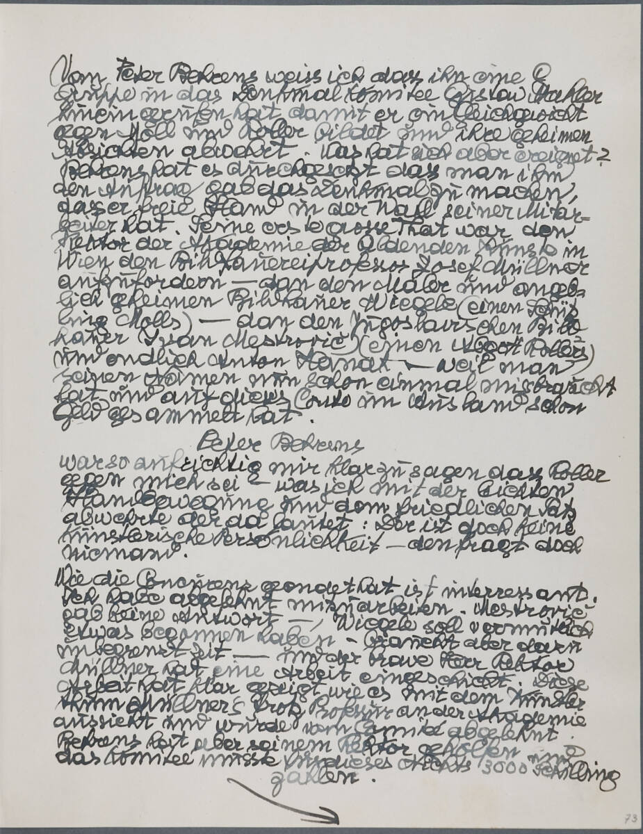 Tagebucheintrag, Anton Hanak, 1925–1933