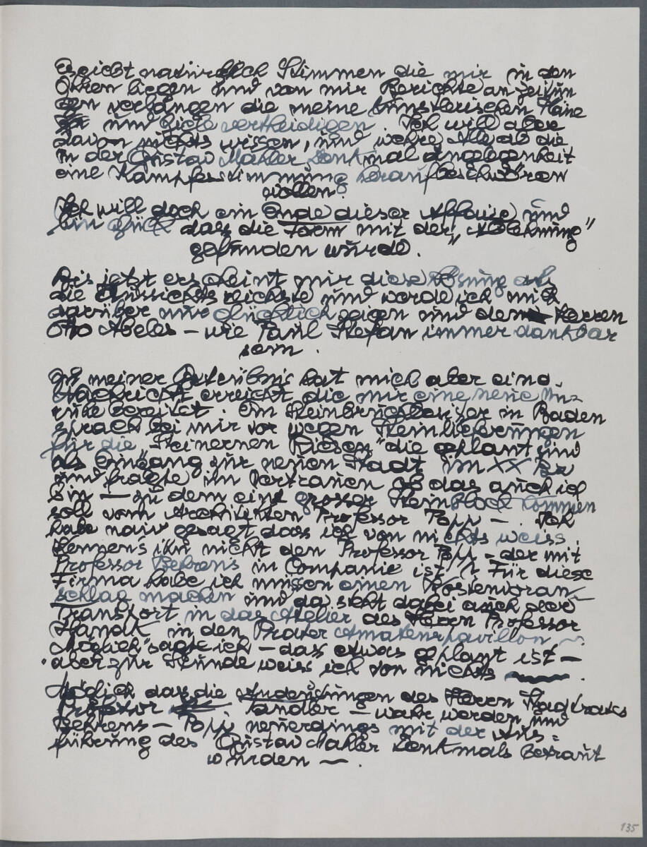 Tagebucheintrag, Anton Hanak, 1925–1933
