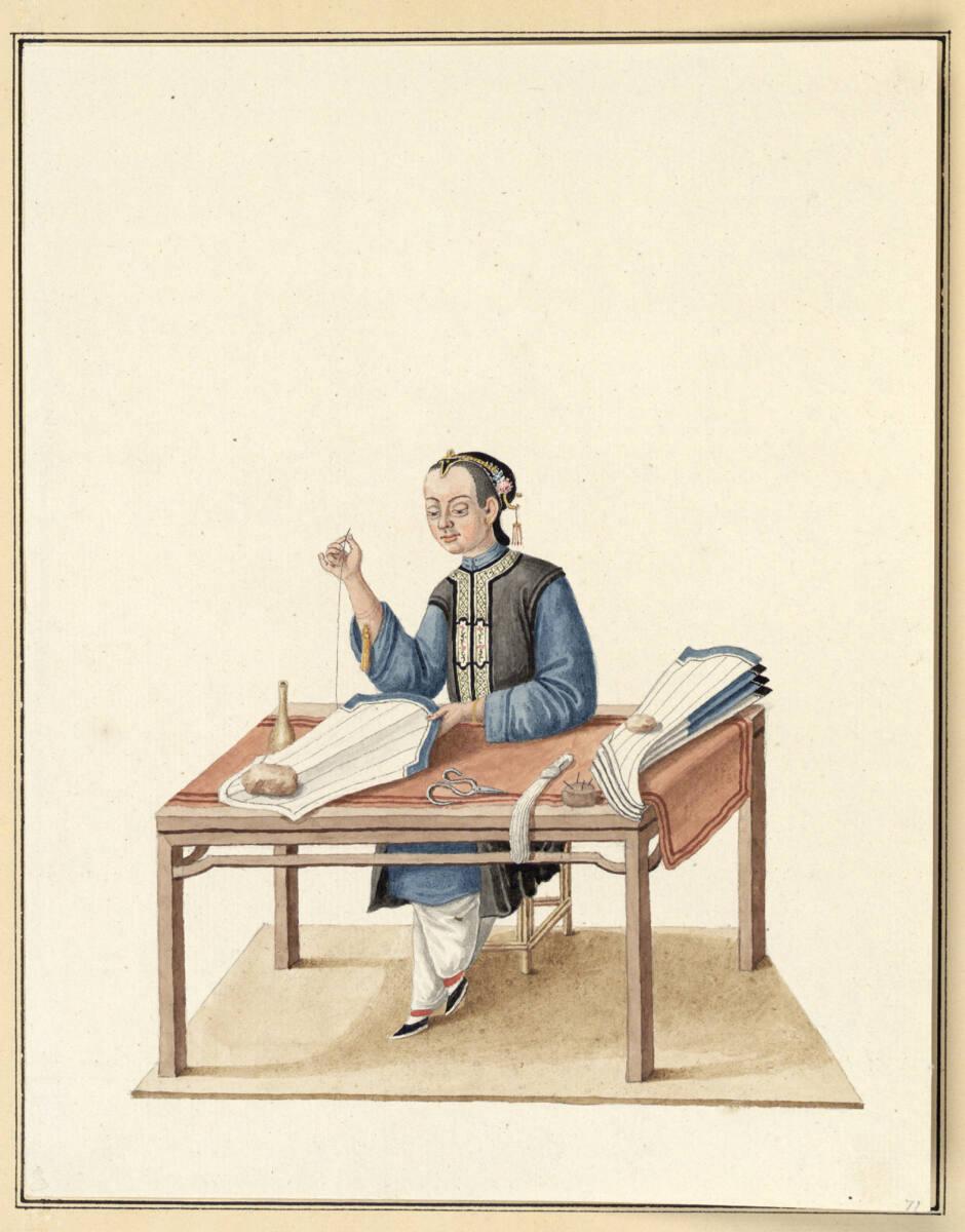 Anonym, Frau, die Strümpfe wirkt, Inv. Nr.: 13929
