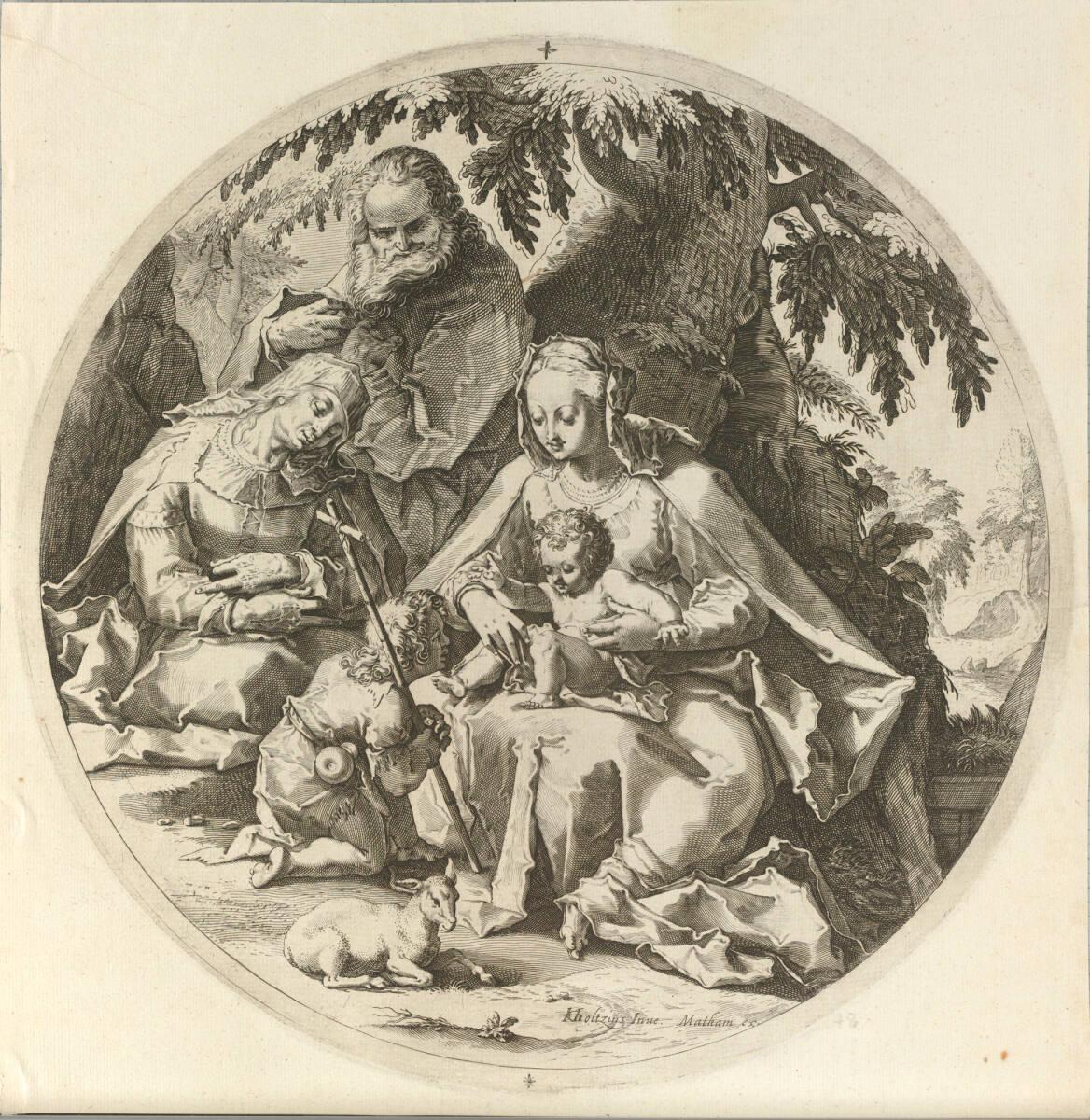 Die heilige Familie unter einem Baum mit Elisabeth und Johannes, Inv. Nr.: DG74918