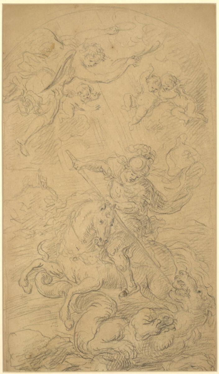 Franz Xaver Wagenschön, Der heilige Georg tötet den Drachen, Inv. Nr.: 27057r