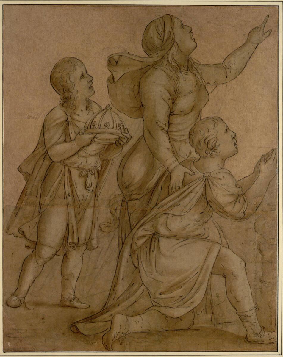 Anonym, Augustus und die Tiburtinische Sibylle; links trägt der Knabe die Herrscherkrone, Inv. …