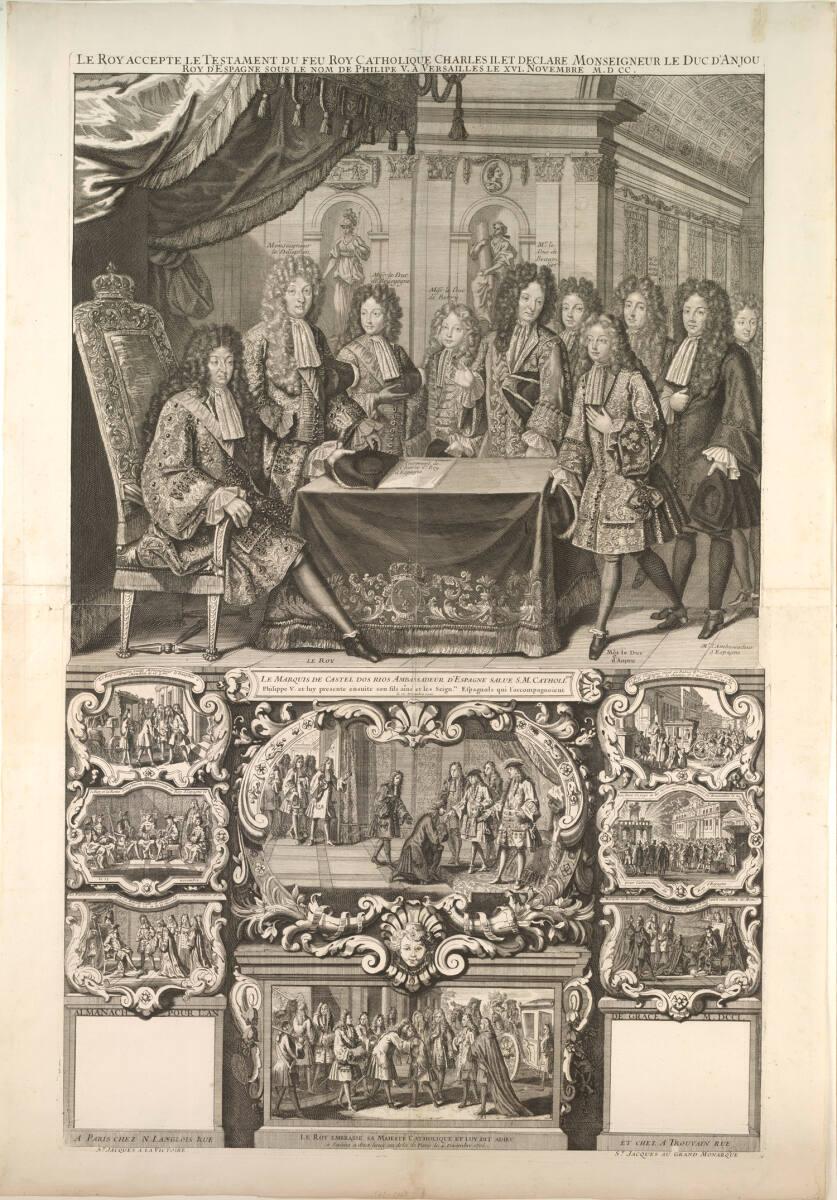Anonym, Kalenderblatt auf die Anerkennung des Testamentes des spanischen Königs Karl II. durch …