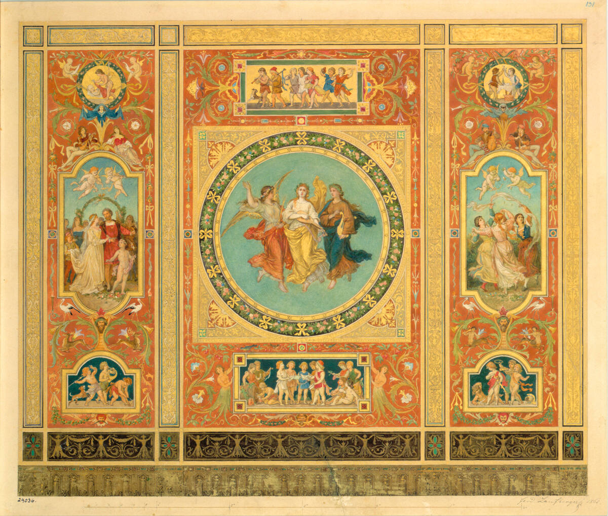 Wien, Hofoper, Entwurf für den Vorhang, Gesamtentwurf, Ferdinand Laufberger, 1865