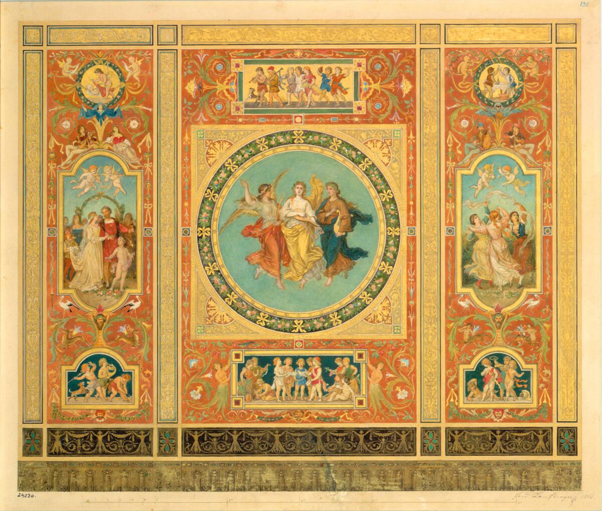 Ferdinand Laufberger, Wien, Hofoper, Entwurf für den Vorhang, Gesamtentwurf, Inv. Nr.: 29036