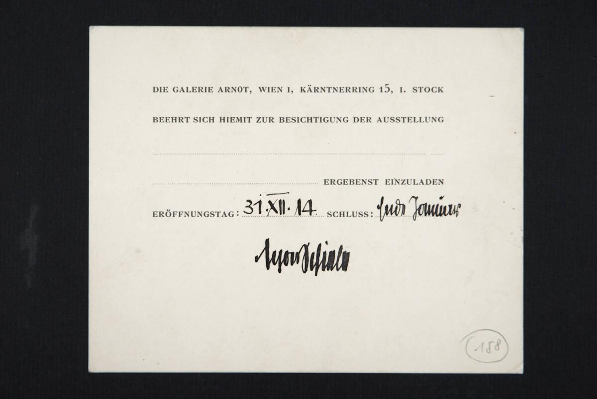 Einladung der Galerie Arnot zur Ausstellung von Egon Schiele mit eigenhändiger Unterschrift und…