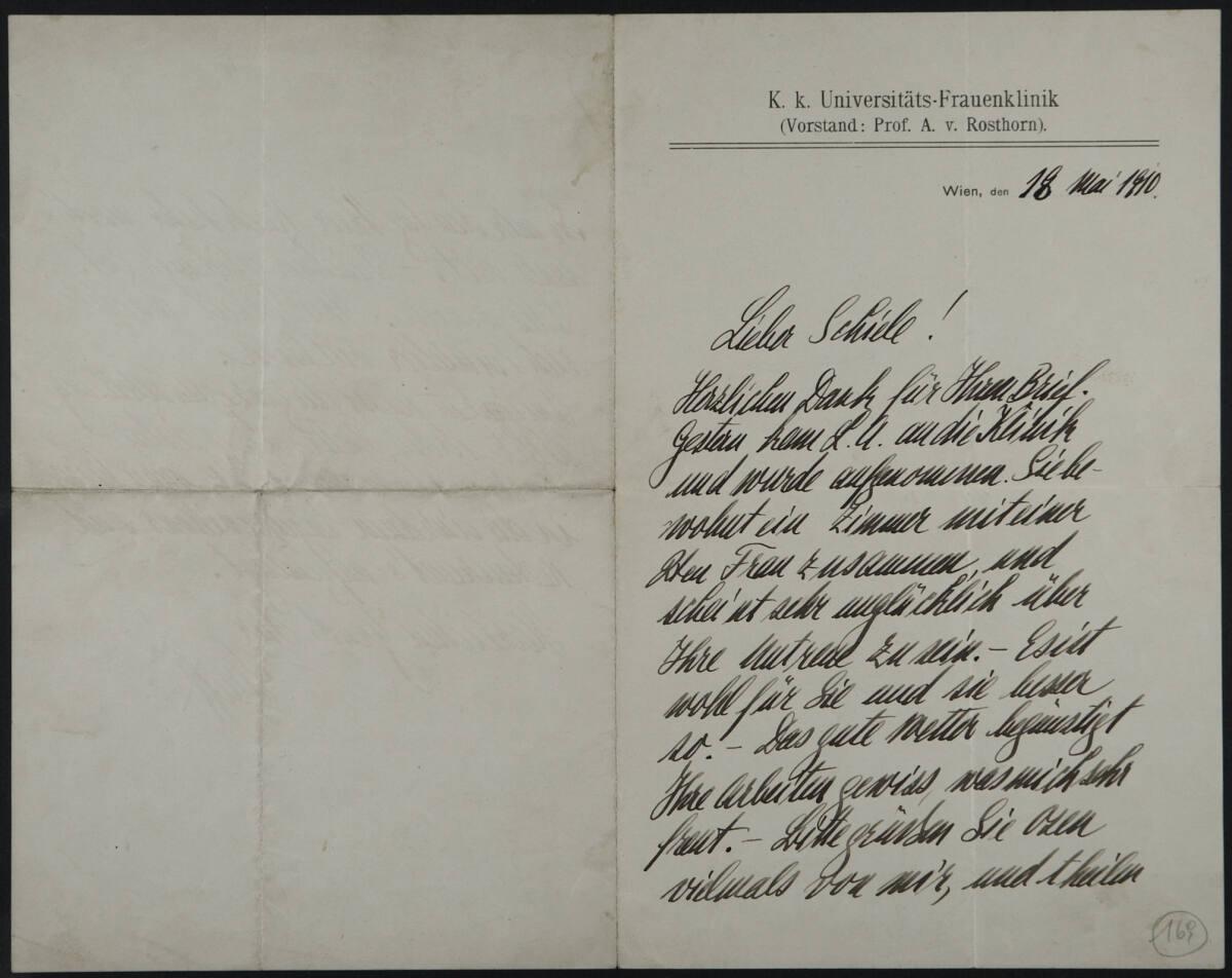 Brief von Dr. Erwin von Graff an Egon Schiele vom 18. Mai 1910, Inv. Nr.: ESA169r