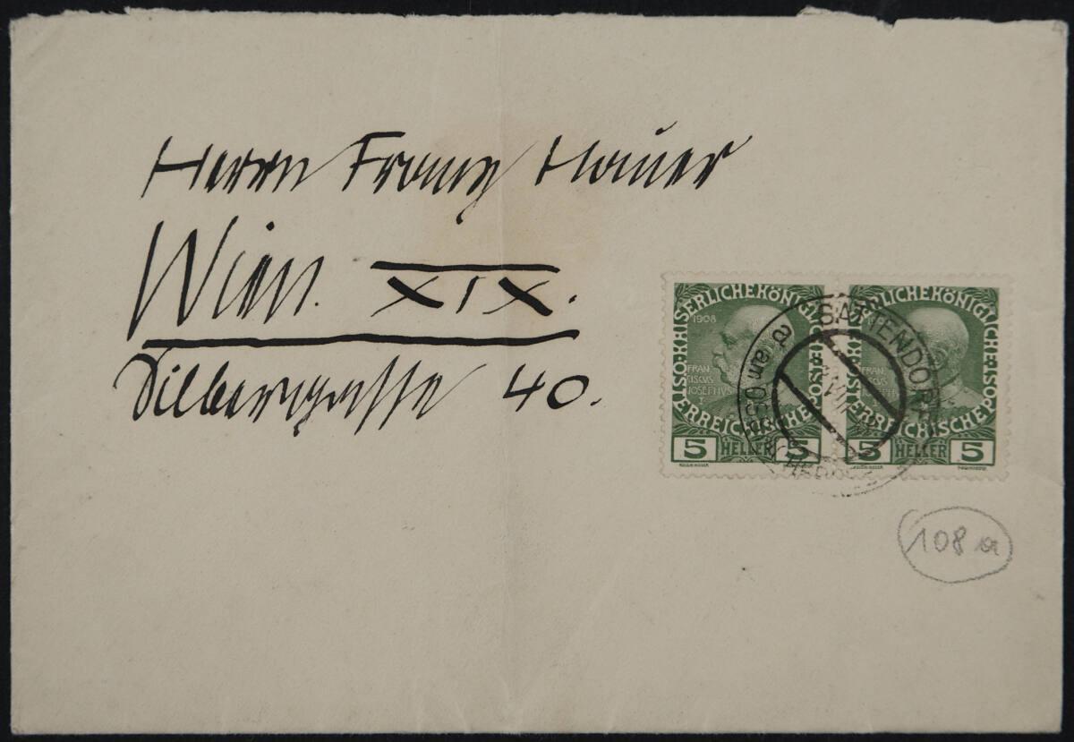 Brief von Egon Schiele an Franz Hauer vom 13. August 1913, Inv. Nr.: ESA108a