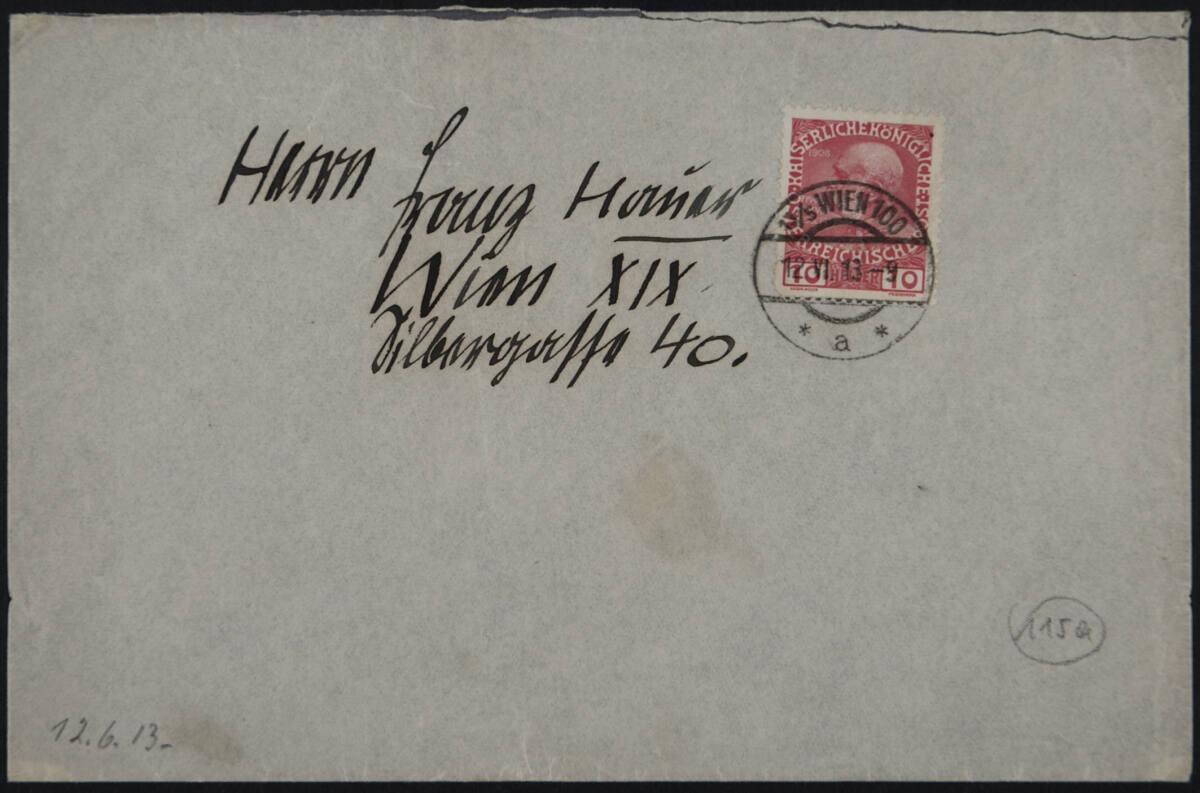 Brief von Egon Schiele an Franz Hauer vom 12. Juni 1913, Inv. Nr.: ESA115a/recto