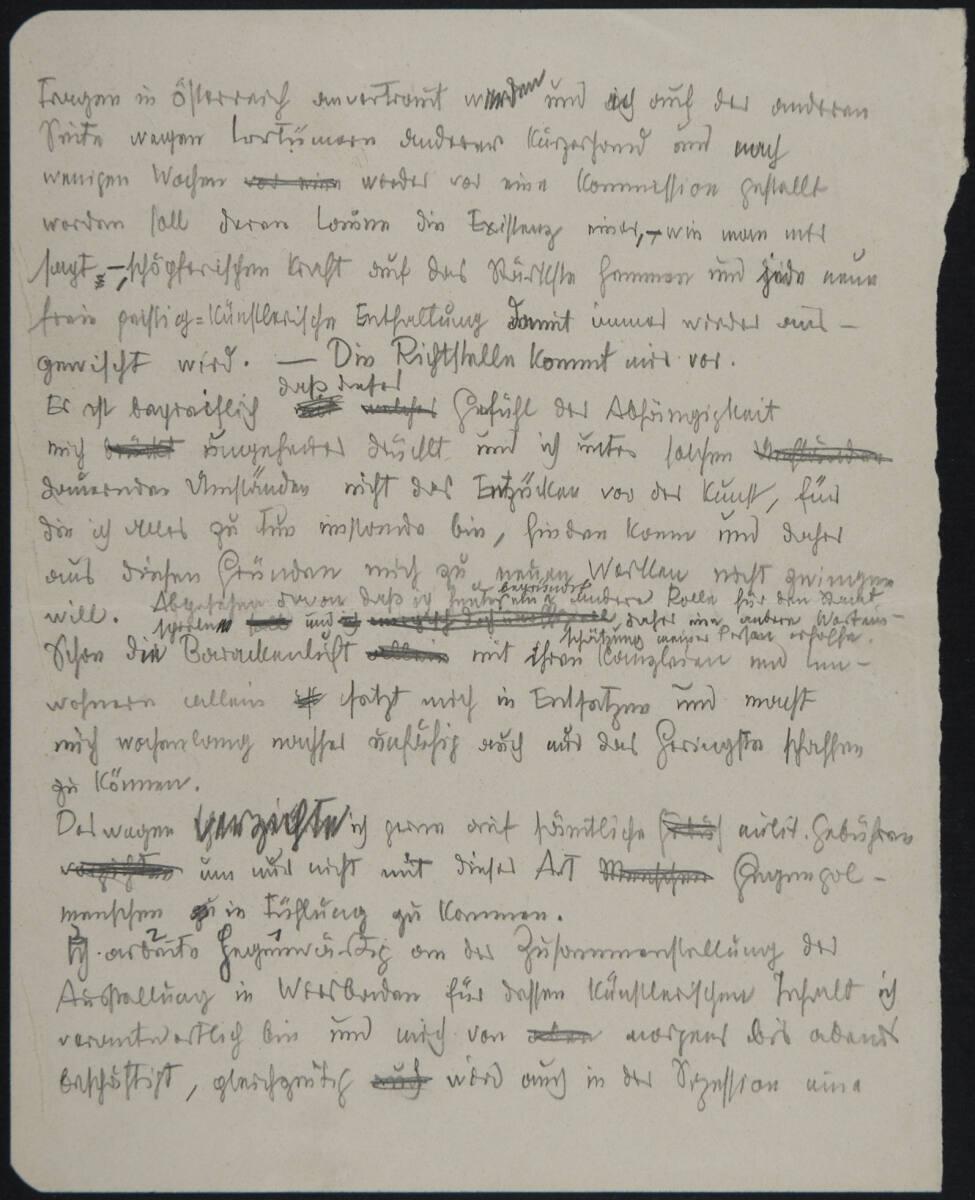 Briefentwurf von Egon Schiele an Dr. Wilhelm John vom 2. Oktober 1918, Inv. Nr.: ESA123a/verso