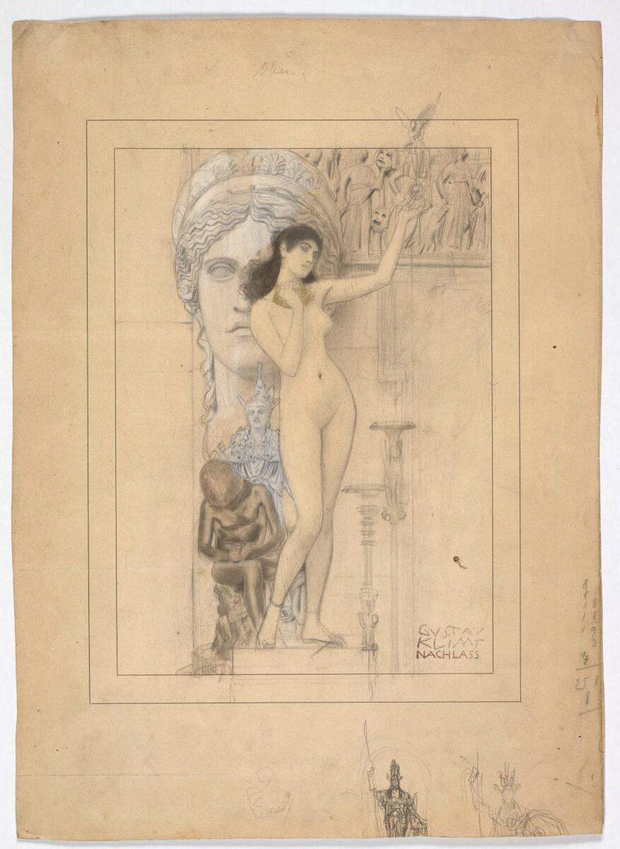 Vorzeichnung für „Allegorie der Skulptur“, Gustav Klimt, 1889