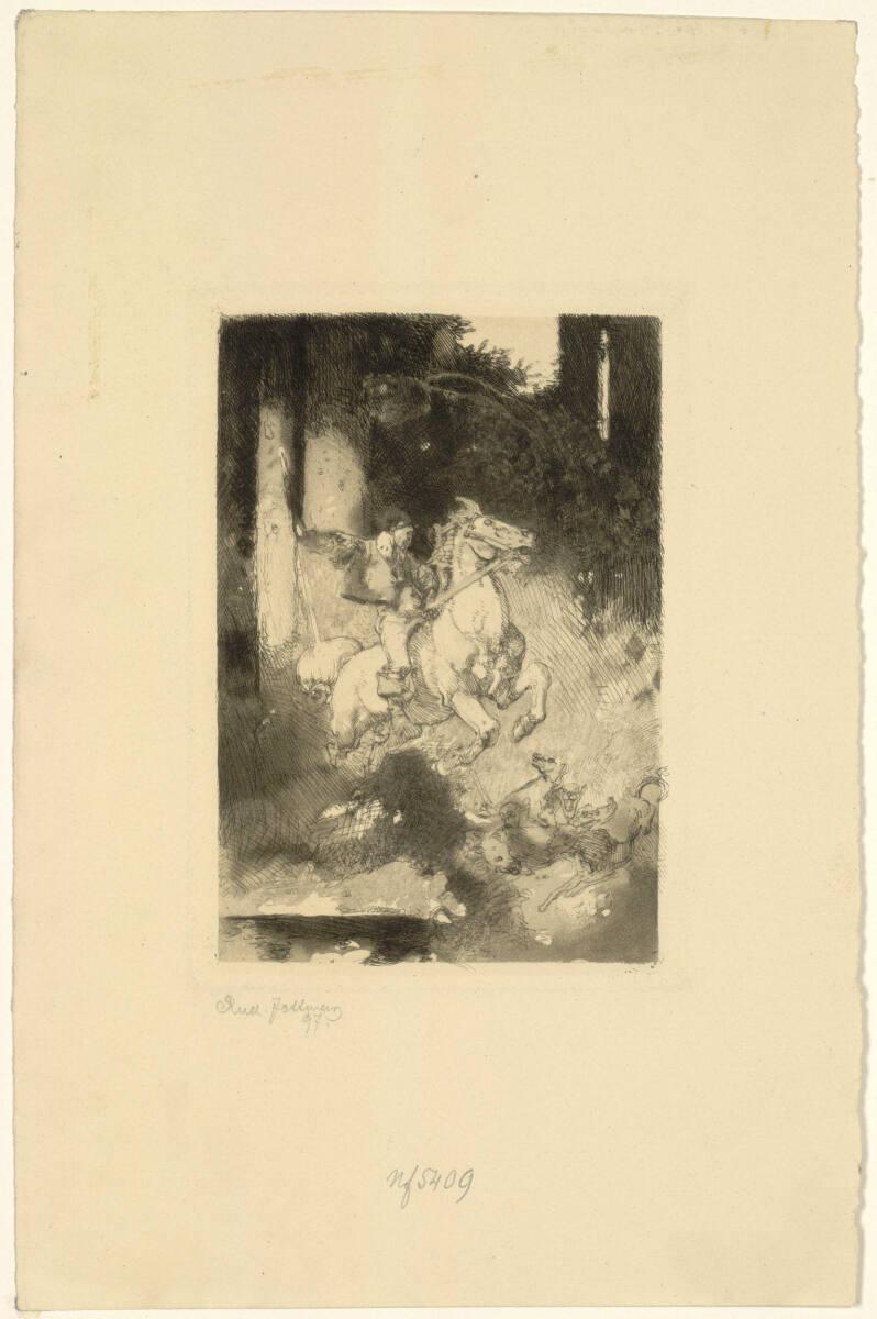 Rudolf Jettmar , Jäger mit Hunden, Inv. Nr.: DGNF5409