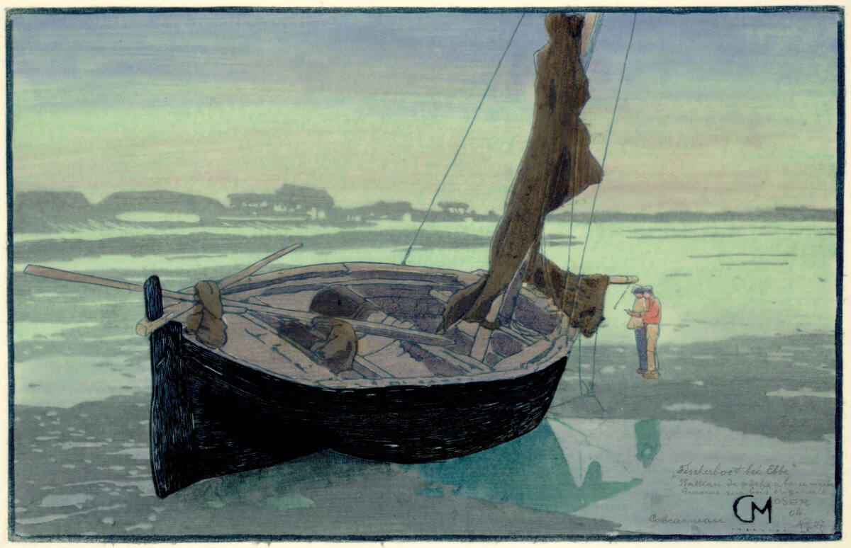 Fischerboot bei Ebbe, Carl Moser, 1906