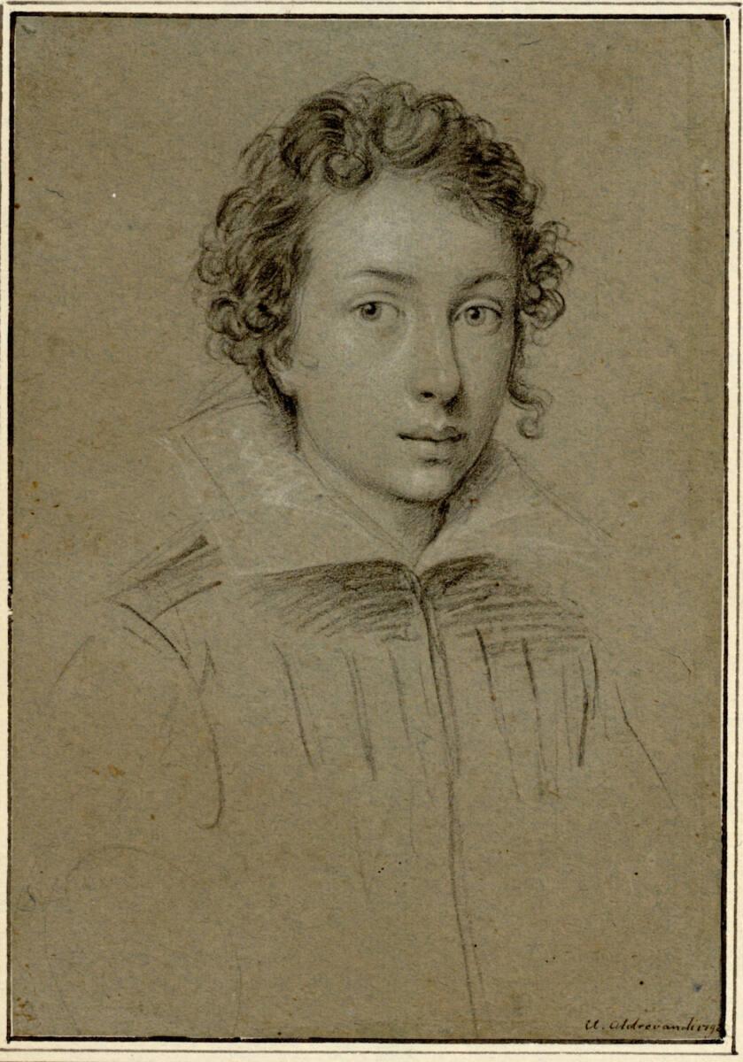 Ottavio Leoni, Brustbild eines Knaben mit Locken und gesteiftem Kragen nach rechts, Inv. Nr.: 8…