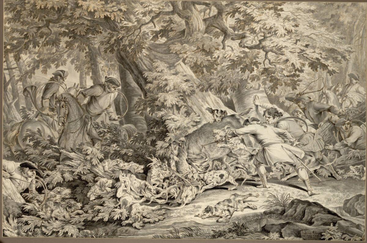 Johann Elias Ridinger, Die Par Force Jagd Eines Hirschen und Wie Er Erlegt Wird, Inv. Nr.: 1453…