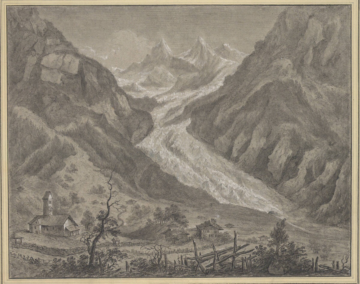 Der untere Grindelwaldgletscher zwischen Mettenberg und Eiger, von Grindelwald aus, Franz Schütz, 1778–1780
