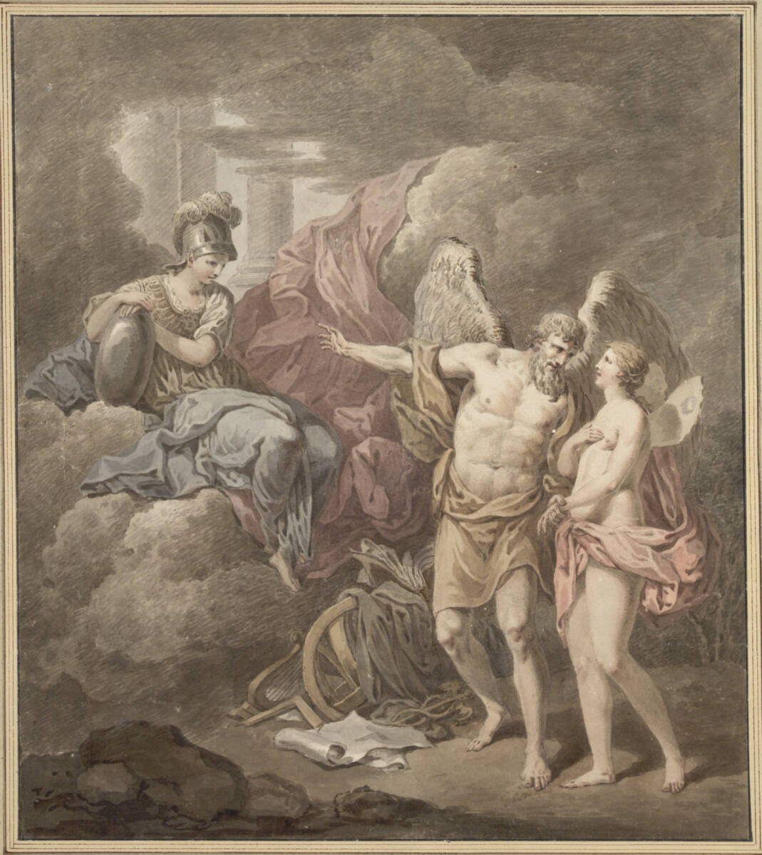 Die Zeit geleitet die Unsterblichkeit in Gestalt der Psyche zu Minerva, die auf Wolken thront, Johann Sebastian Bach