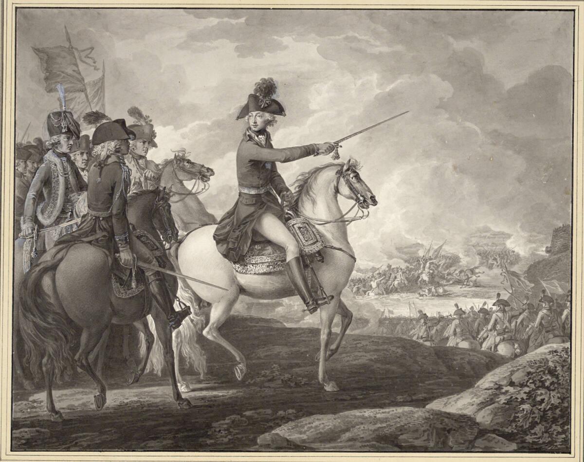 Vincenz Georg Kininger, Erzherzog Karl mit seiner Kavallerie in der Schlacht von Würzburg 1796,…