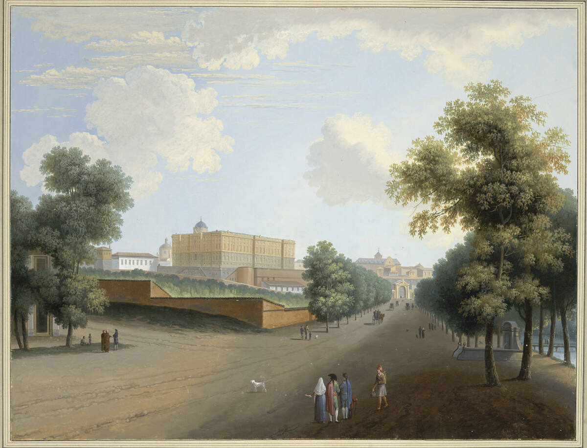 Das königliche Schloß in Madrid, vom Fluß aus gesehen, Joseph August Knip