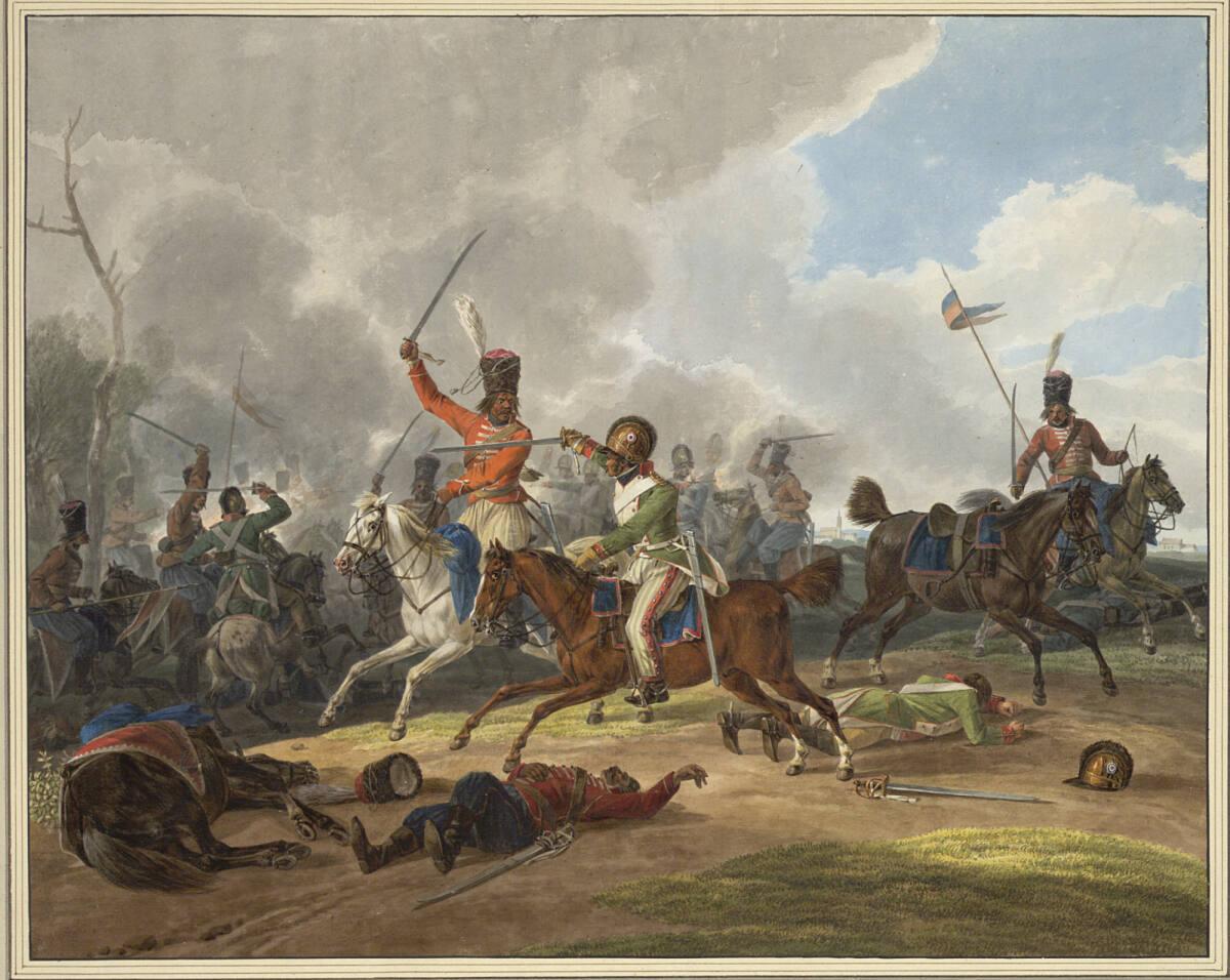 Wilhelm Alexander Wolfgang von  Kobell, Gefecht zwischen Gardekosaken und französischen Jägern …
