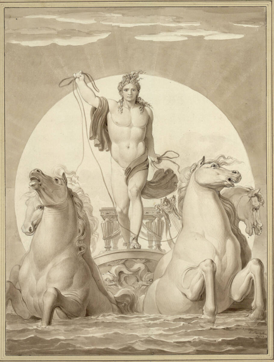 Phoebus steigt mit dem Sonnenwagen aus den Fluten, Johann Conrad Wilhelm Martin Metz, 1803