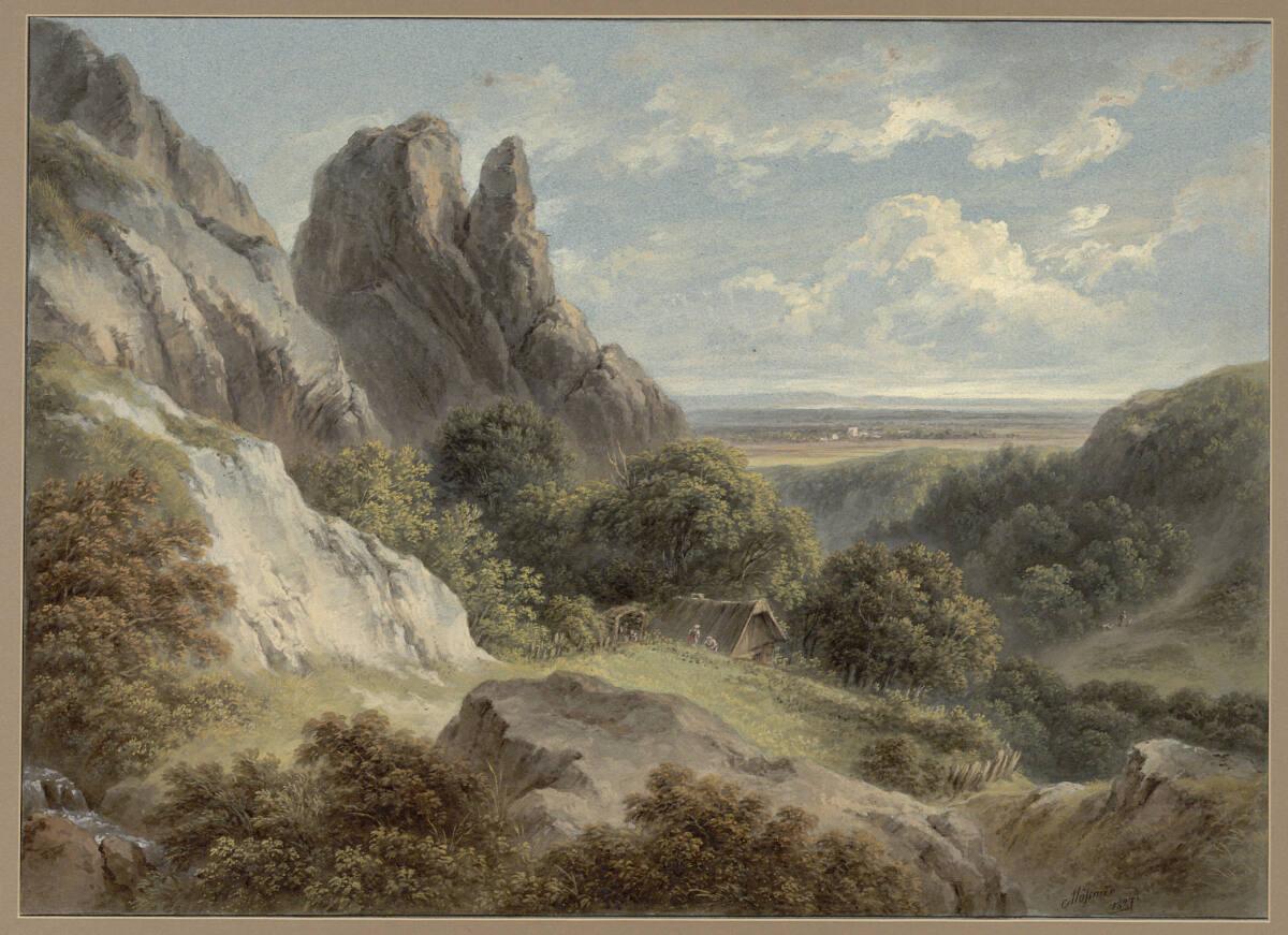 Joseph Mössmer, Felslandschaft mit Hütte, Inv. Nr.: 14830