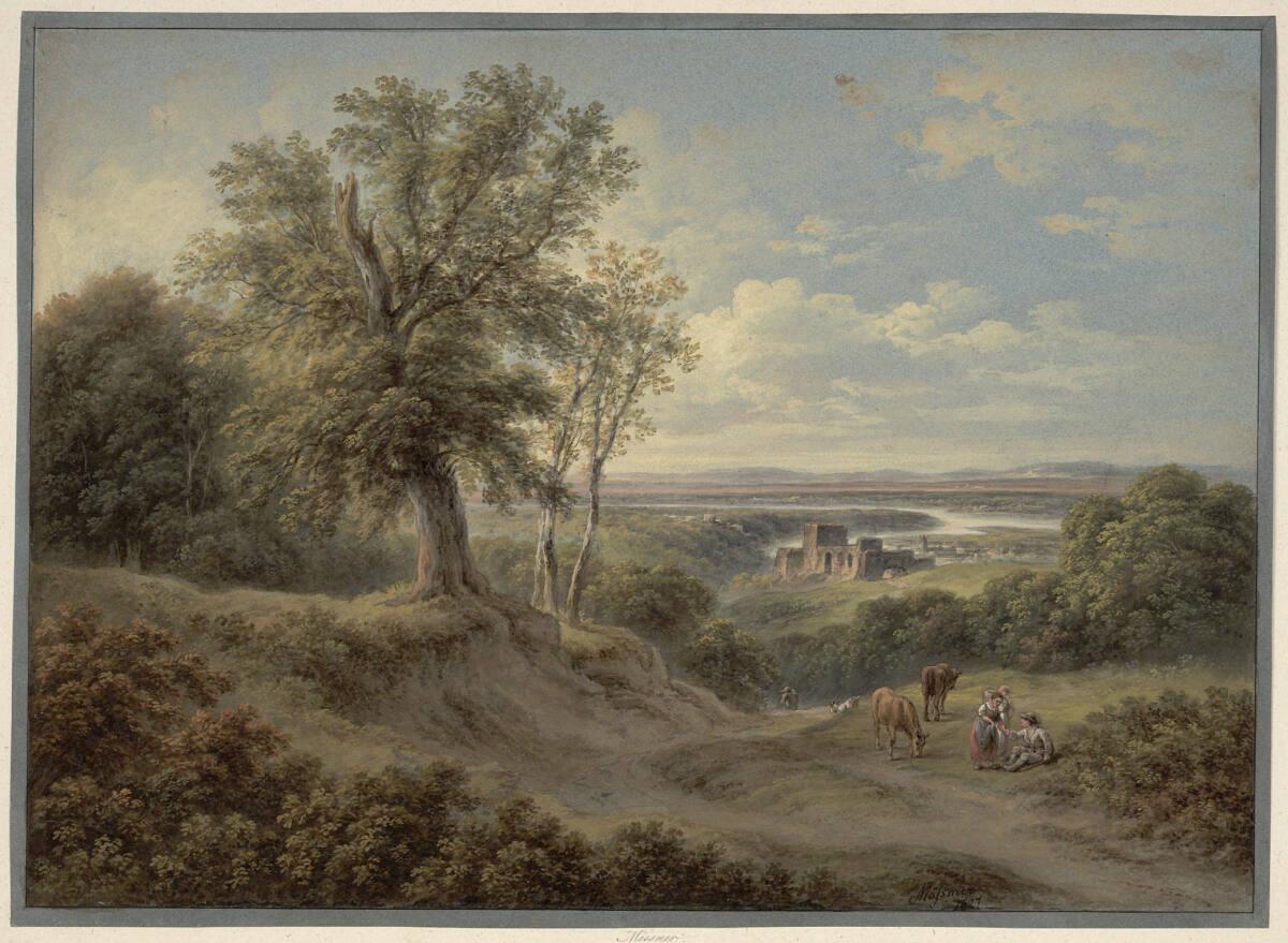 Joseph Mössmer, Bergabhang mit Ausblick auf ein Schloss, Inv. Nr.: 14831