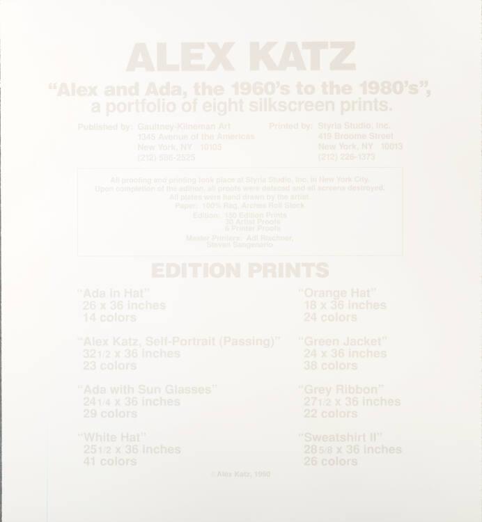 Alex Katz, Alex and Ada, the 1960's to the 1980's, Cover, Inv. Nr.: DG2009/368/9