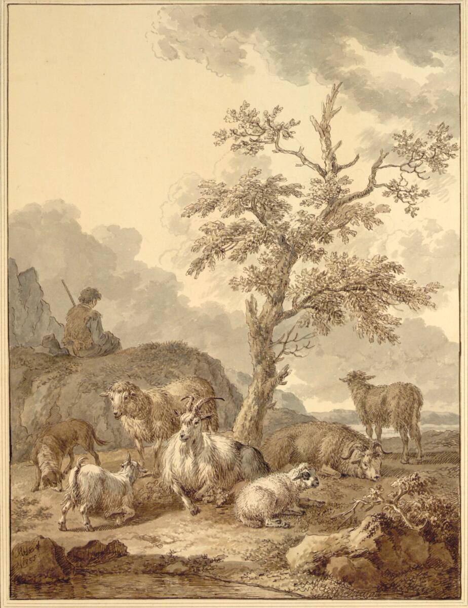 Hirte mit seiner Herde unter einem Baum, Joseph Rosa, 1785