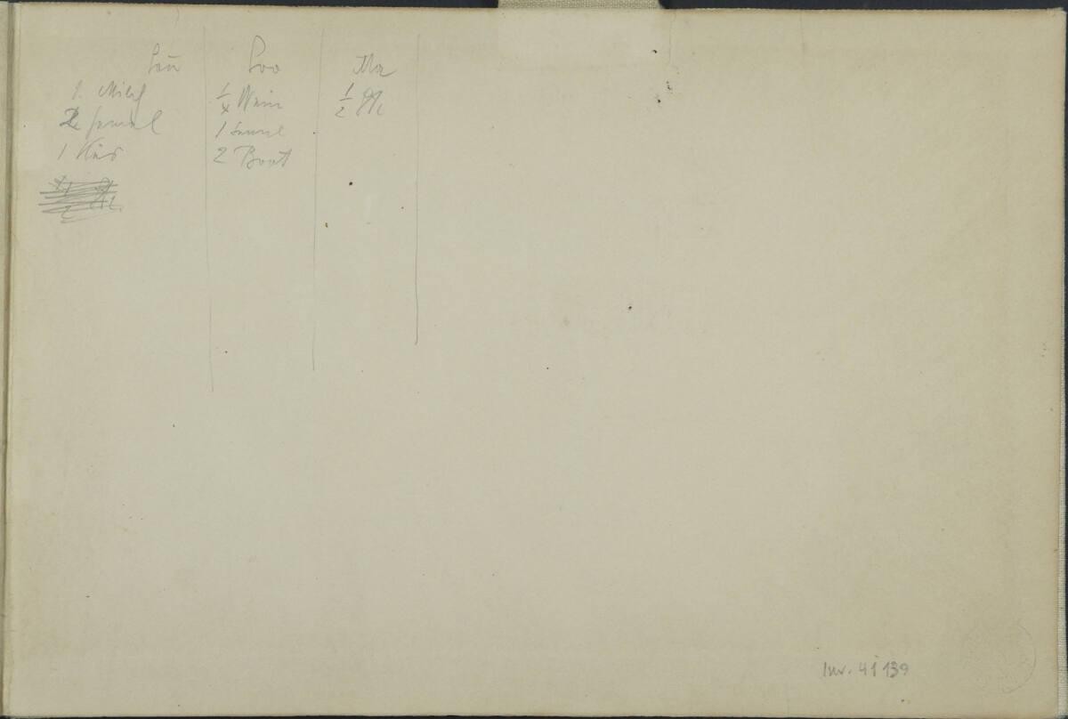 Leopold Bauer, Notizen, Inv. Nr.: 41139/Deckelinnenseite hinten