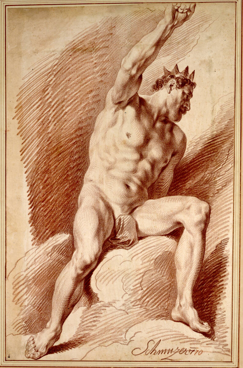 Aktmodel als Jupiter tonans posierend, Jacob Matthias Schmutzer, 1770