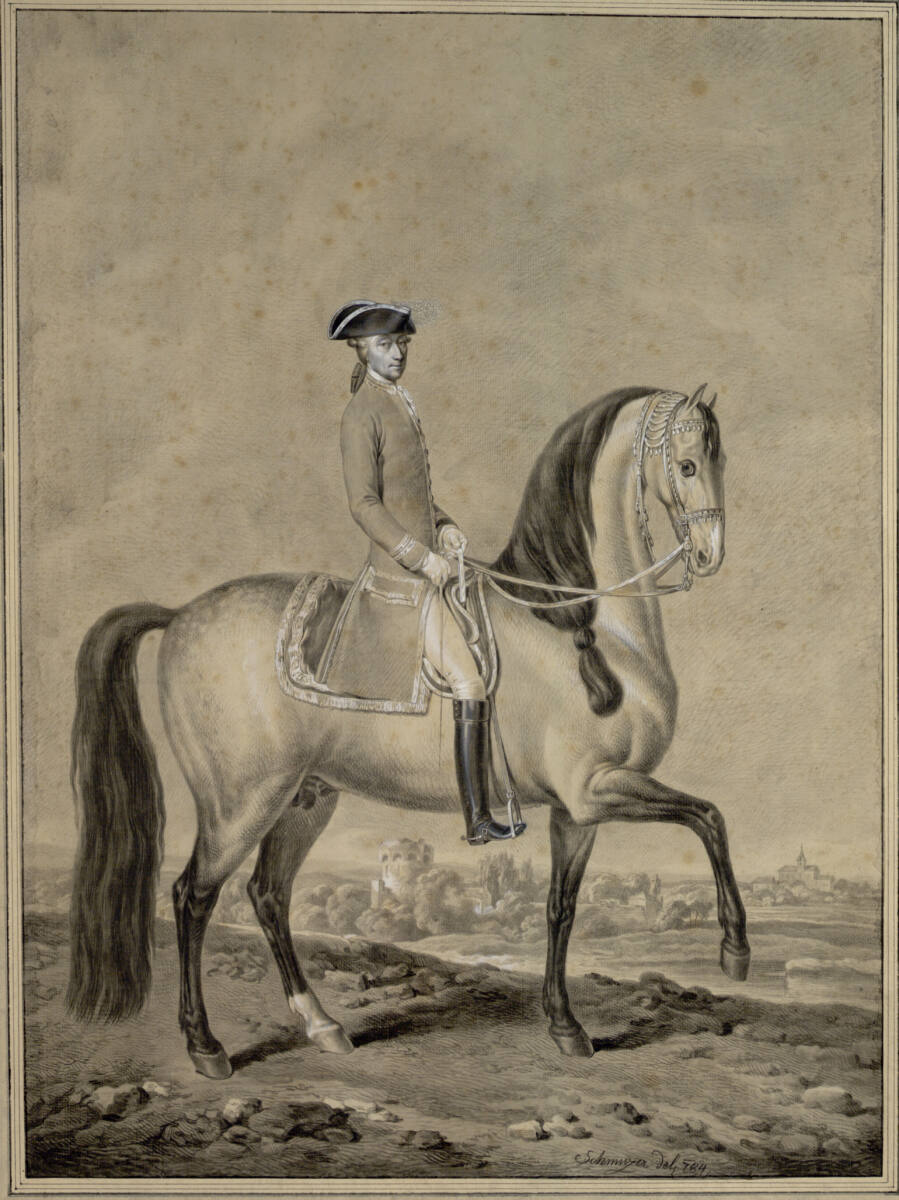 Fürst Wenzel von Kaunitz zu Pferd in Landschaft, Jacob Matthias Schmutzer, 1784