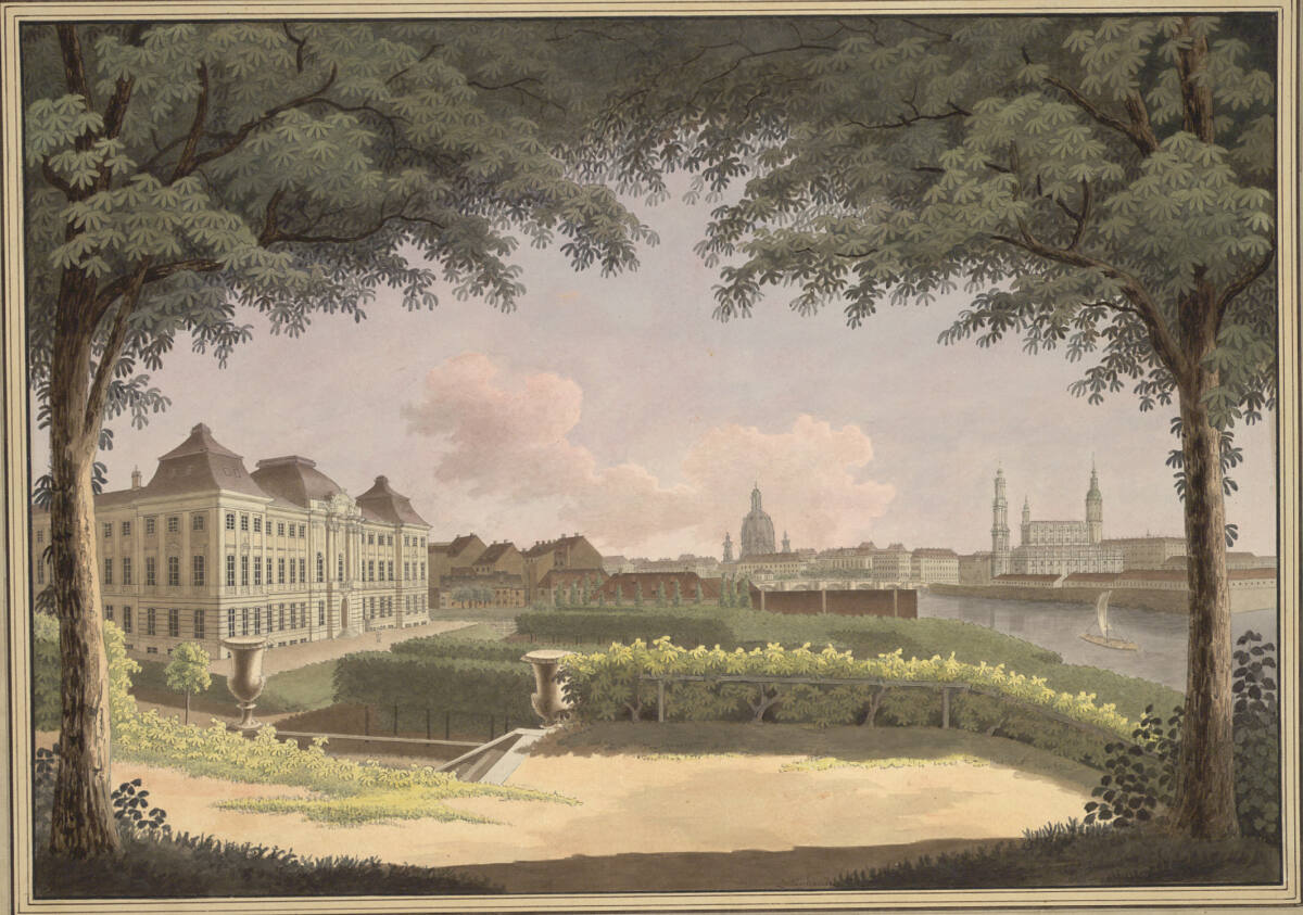 Blick auf Dresden, vom Garten des Japanischen Palais aus, Zschischka