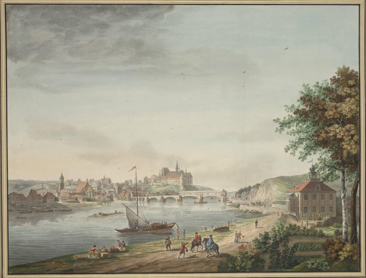 François Lefèbvre, Ansicht der Stadt Meißen mit Schloß und Brücke, Inv. Nr.: 15060