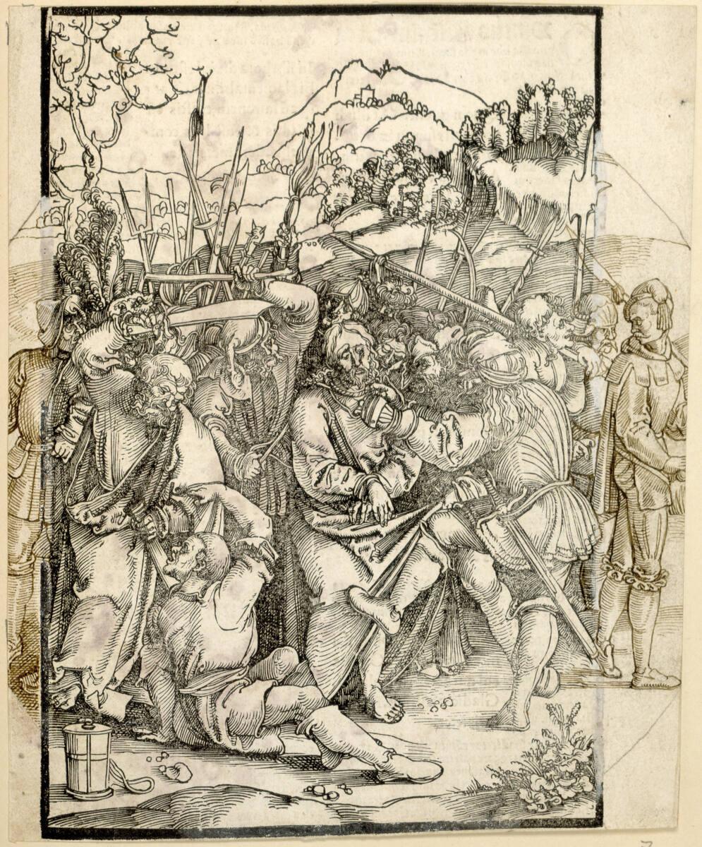 Hans Schäufelin, Christus wird festgenommen (Scheibenriss), Inv. Nr.: DG1937/140