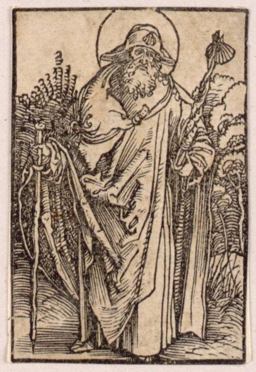Der Apostel Jacobus Major (Holzschnitt zu einem Salus animae, Nürnberg 1503, fol. 162r), Michael Wolgemut, 1503