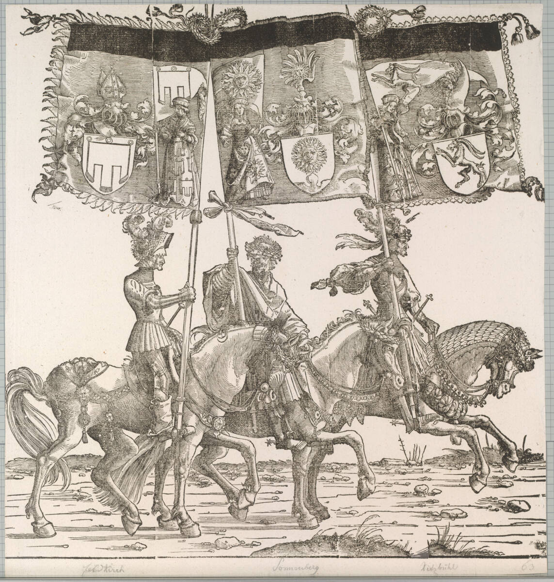 Triumphzug Kaiser Maximilians I.: Banner von Feldkirch, Sunnenberg und Glaris, MeisterdesTrosses, 1796