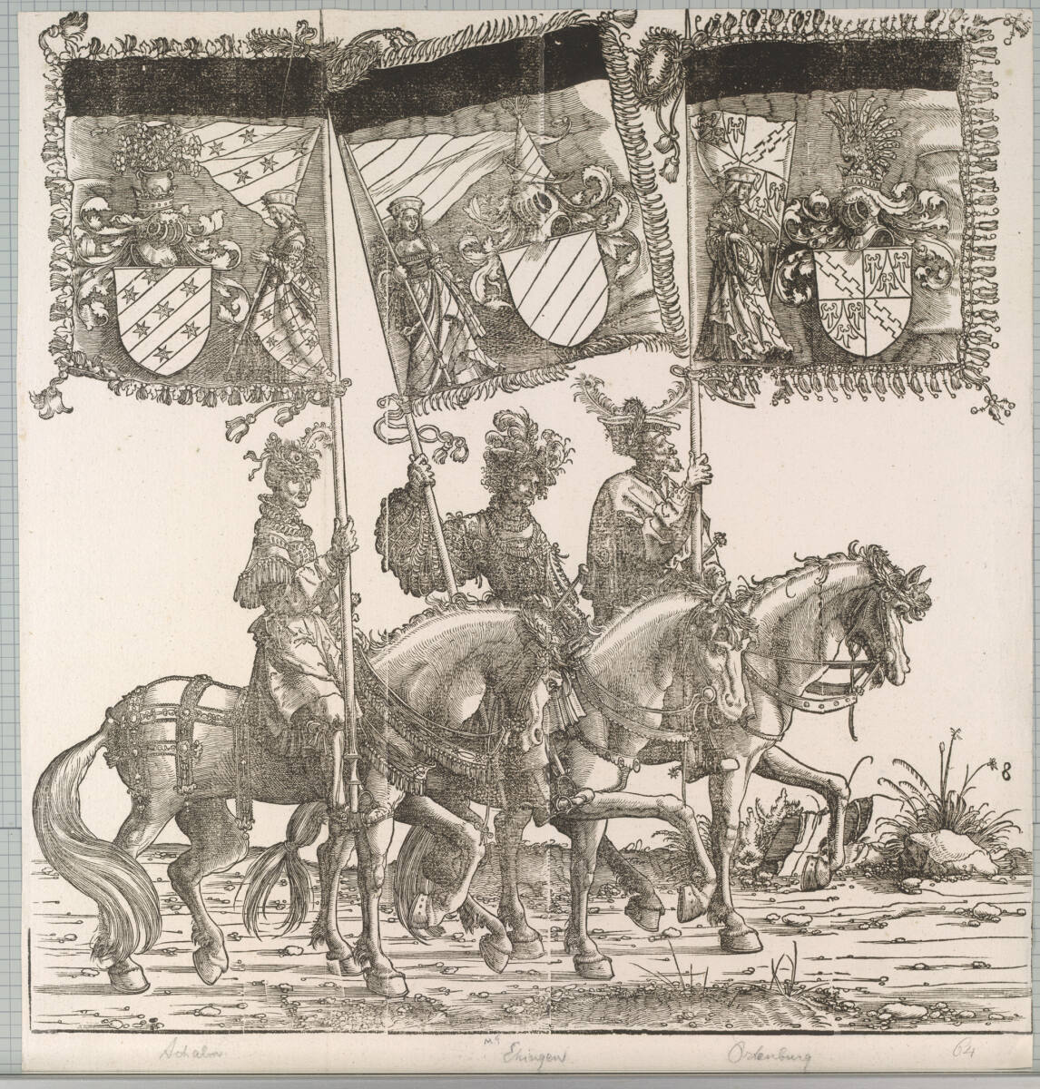 Triumphzug Kaiser Maximilians I.: Banner von Achalm, Echingen und Ortenburg, MeisterdesTrosses, 1796