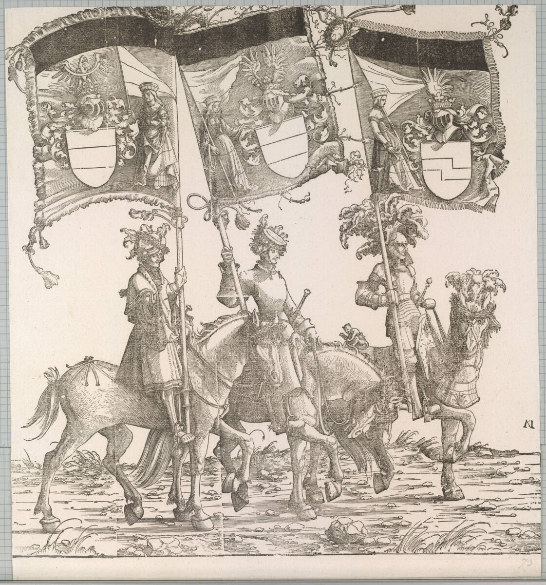 Triumphzug Kaiser Maximilians I.: Banner von Unterwaldsee, Oberwaldsee und Duino, MeisterdesTrosses, 1796