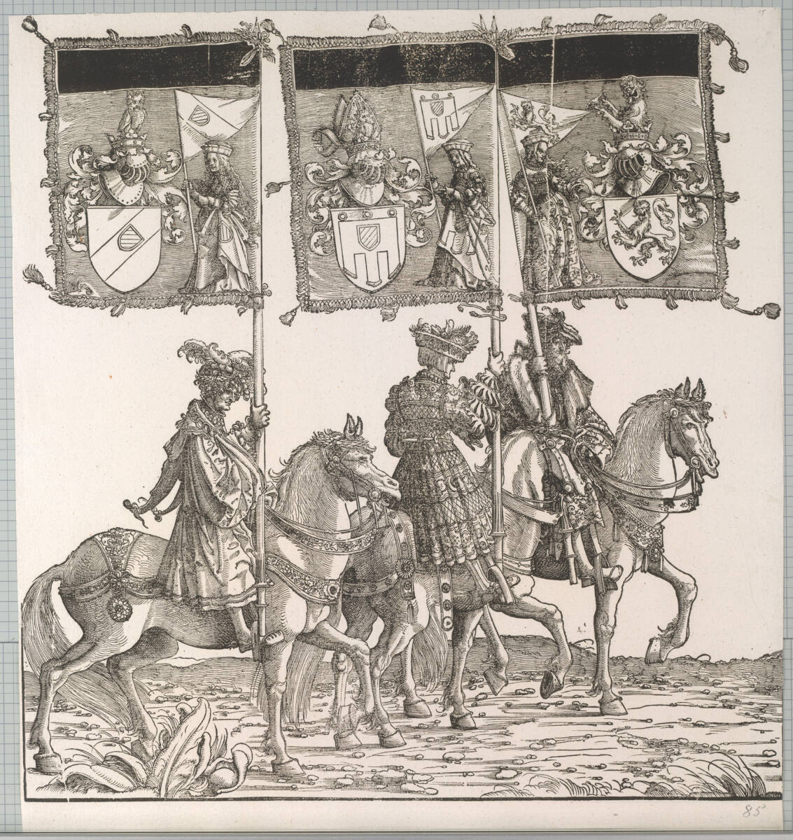 Triumphzug Kaiser Maximilians I.: Banner von Auxerrois, Maconais und Charolais, MeisterdesTrosses, 1796