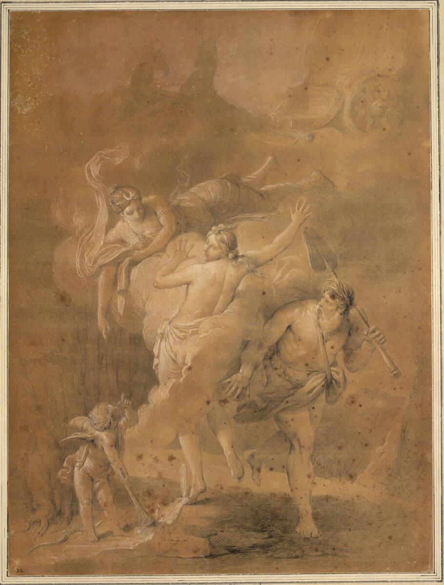Charles François Hutin, Diana verdeckt die Nymphe Arethusa mit einer Wolke vor dem Flußgott Alp…