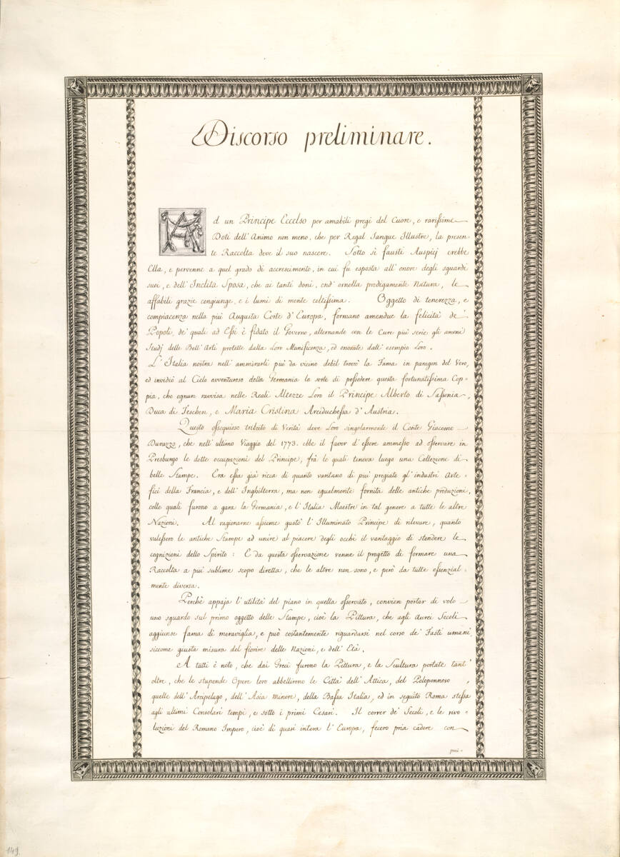 Discorso Preliminare, 1. Textseite, Giacomo Durazzo, 1776