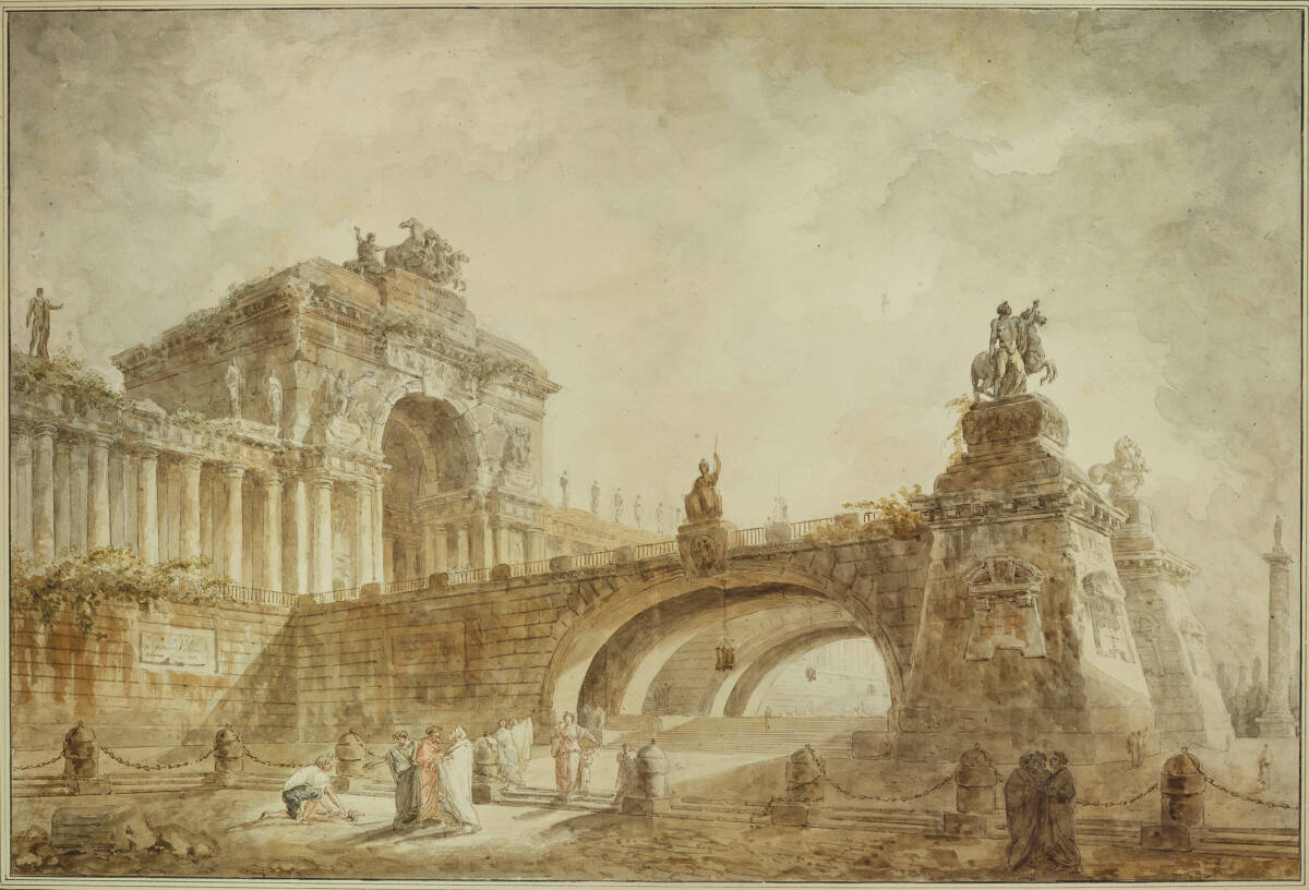 Triumphbogen und Brücke, Hubert Robert, 1761