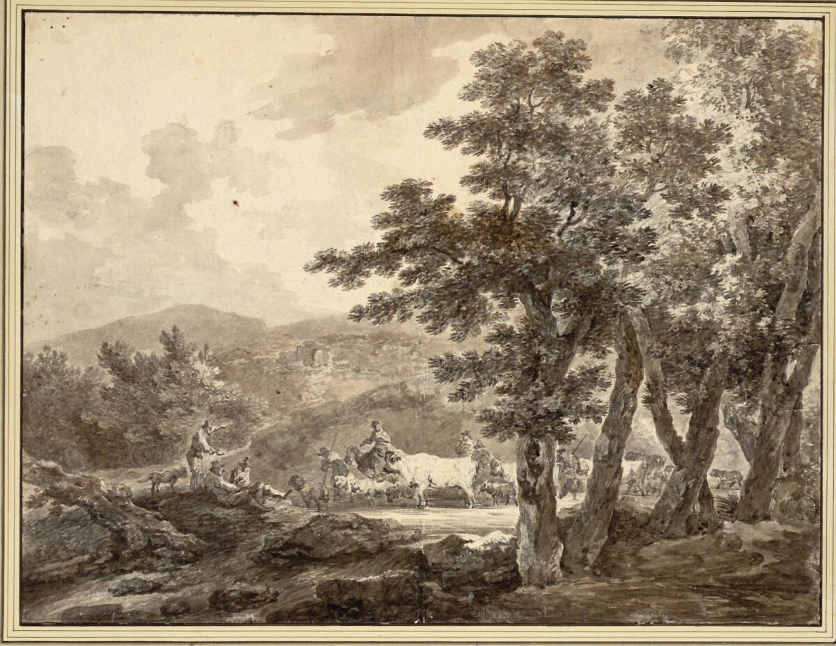Ignace Duvivier, Des hauteurs et Traversé par un Chemin passant pres d'un groupe de gros Arbres…