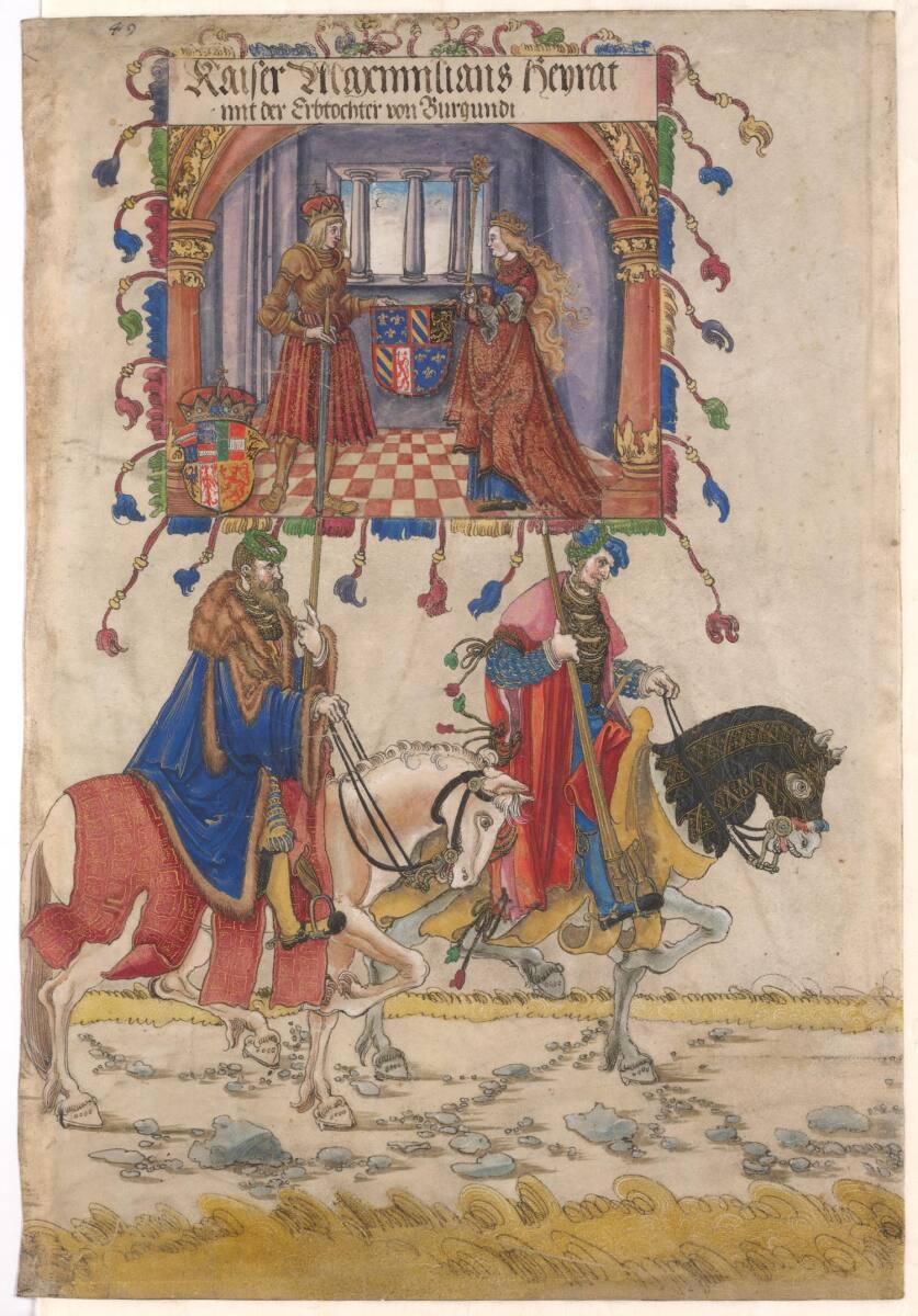 Albrecht Altdorfer, Triumphzug Kaiser Maximilians I.: Die Heirat Maximilians I. mit Maria von B…