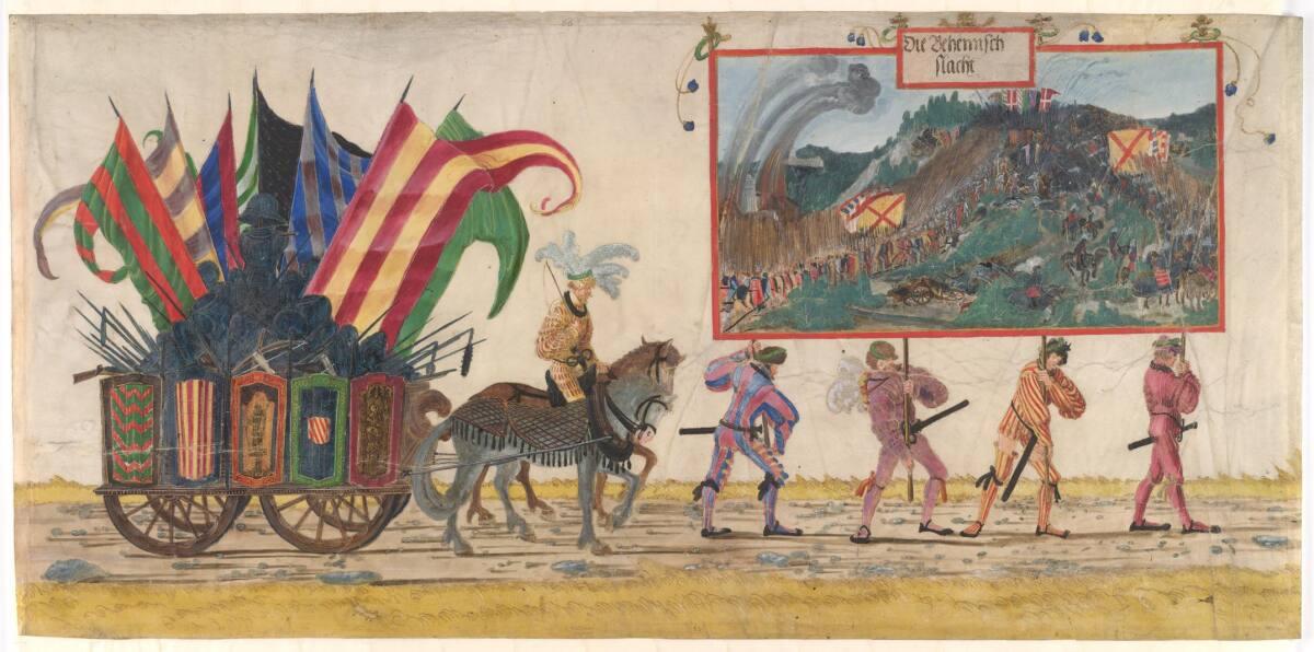 Albrecht Altdorfer, Triumphzug Kaiser Maximilians I.: Die Böhmische Schlacht und der böhmische …