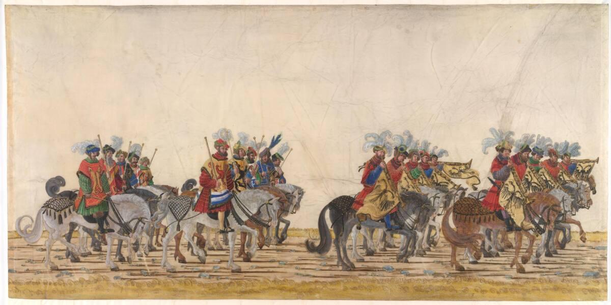 Albrecht Altdorfer, Triumphzug Kaiser Maximilians I.: Die Reichstrompeter und Herolde, Inv. Nr.…