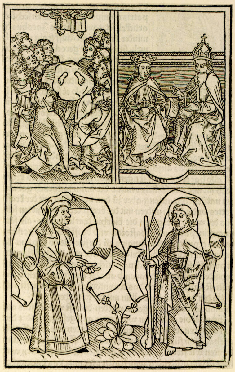 Heiliger Jakobus Minor: Himmelfahrt und Christus zur rechten Hand Gottes, Konrad Dinckmut, 1485