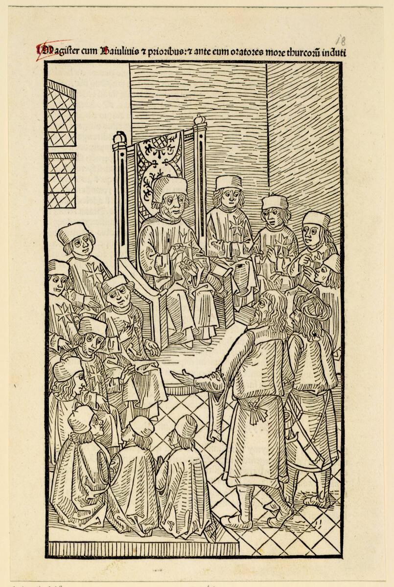 Johann Reger, Magister cum Baiuliuis et prioribus et ante eum oratores more thurcoru induti, In…