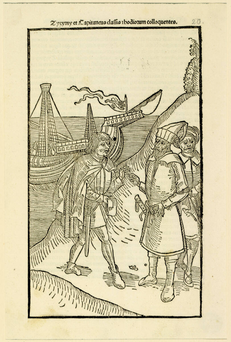 Zyzymy et Capitaneus classis rhodiorum colloquentes, Johann Reger, 1496